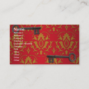 Vintage Red Wallpaper and Keys Business Card