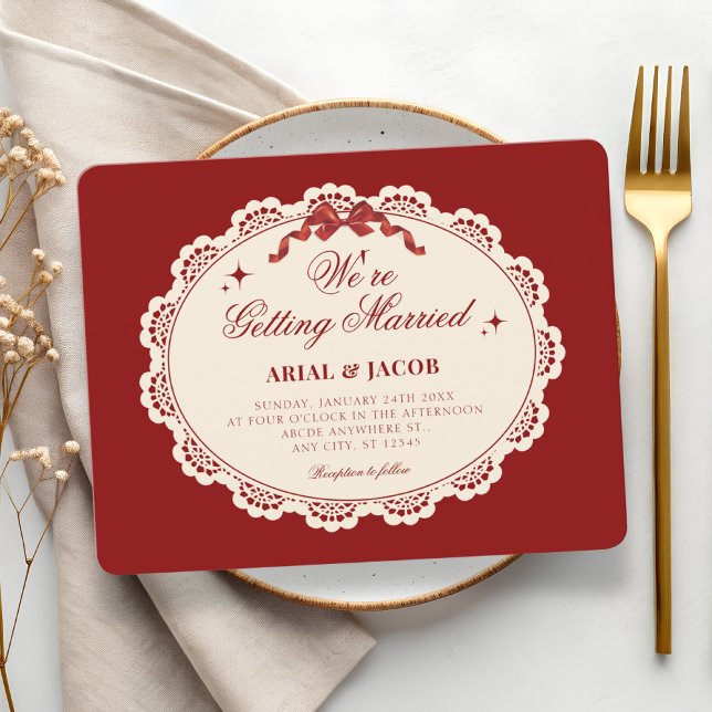 Vintage red wedding  invitation (Creator Uploaded)