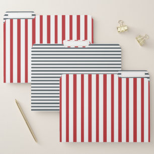 Vintage Red White and Blue Stripes File Folder