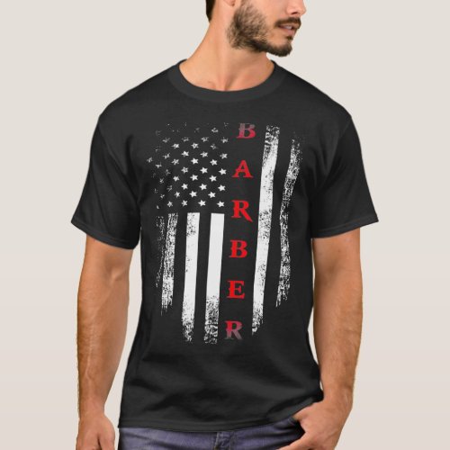 Vintage  Red White Barber American Flag  Cool T_Shirt