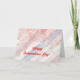 Vintage Red White Blue Patriotic Rustic Holiday Card