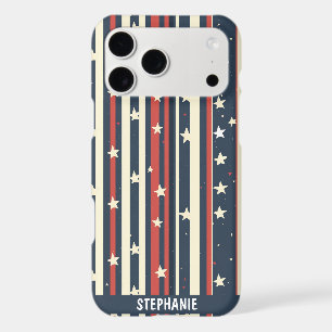 Vintage Red, White & Blue Stripes with Stars (2) iPhone 17 Pro Max Case