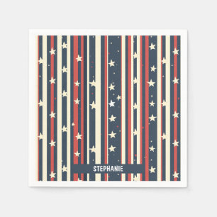 Vintage Red, White & Blue Stripes with Stars (2) Napkins