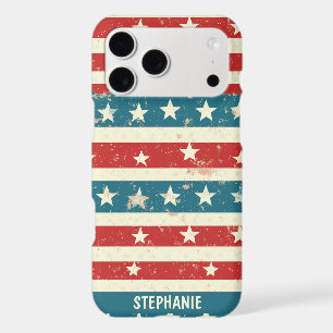 Vintage Red, White & Blue Stripes with Stars iPhone 17 Pro Max Case