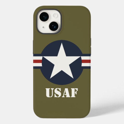 Vintage Red White Blue USAAF Insignia Star Bars Case_Mate iPhone 14 Case