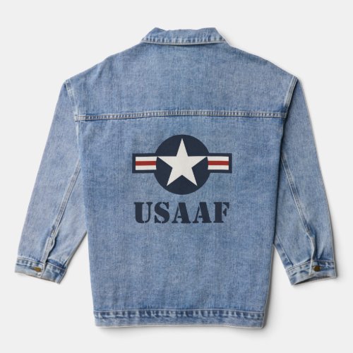 Vintage Red White Blue USAAF Insignia Star Bars Denim Jacket