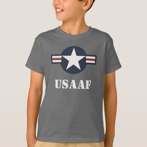 Vintage Red White Blue USAAF Insignia Star Bars T_Shirt