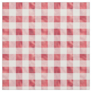 Vintage Red White Buffalo Plaid Fabric