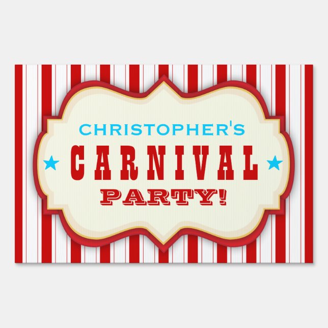 Vintage Red White Carnival Party Yard Sign (Front)