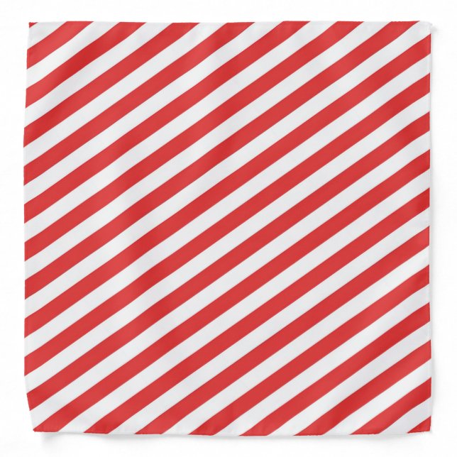 Vintage Red White Girly Stripes Pattern Bandana (Front)