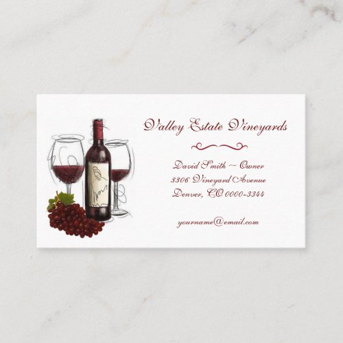 Vintage Red Wine Grape Business Card