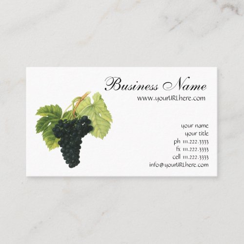 Vintage Red Wine Organic Grape Cluster Food Fruit Business Card