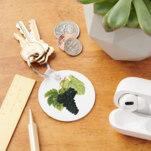 Vintage Red Wine Organic Grape Cluster, Food Fruit Keychain