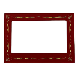 Vintage Red Wine with Gold Ornamentation Magnetic Photo Frame