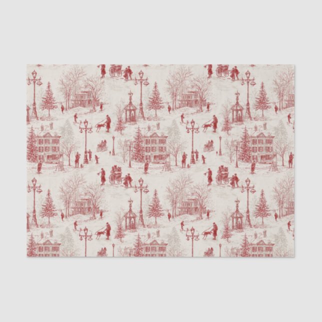 Vintage Red Winter Scene  Tissue Paper (Front)
