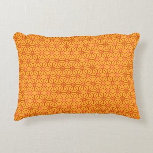 Vintage Red Yellow Asanoha Japan Pattern Accent Pi Accent Pillow