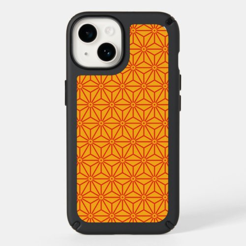 Vintage Red Yellow Asanoha Japan Pattern Oriental Speck iPhone 14 Case