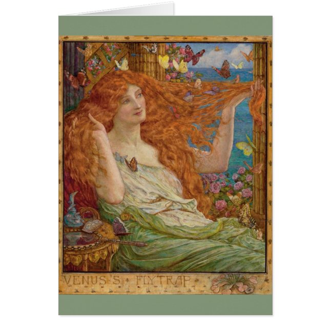 Vintage Redhead and Butterflies, Cards (Front)