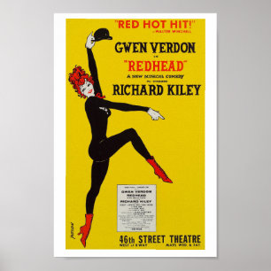 Vintage Redhead Musical Theater Art Print Poster