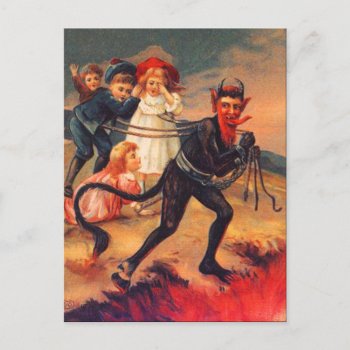 Vintage Redheaded Krampus Postcard by xmasstore at Zazzle