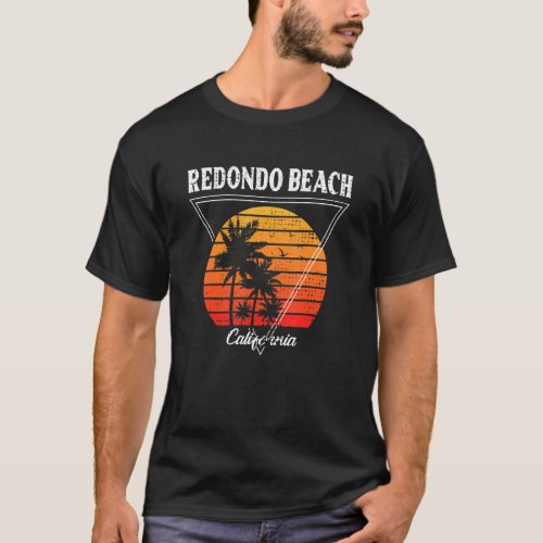 Vintage Redondo Beach California Palm Trees CA Ret T_Shirt