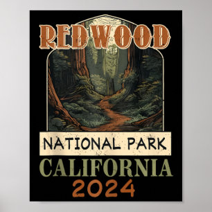 Vintage Redwood National Park California Hiking Ca Poster
