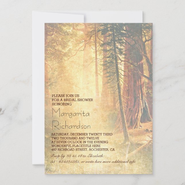 Vintage Redwood Trees Bridal Shower Invite (Front)