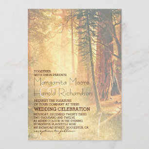 Vintage Redwood Trees Wedding Invitation