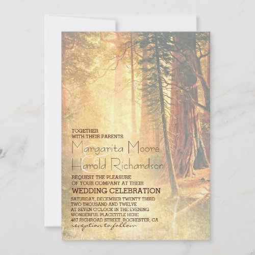 Vintage Redwood Trees Wedding Invitation