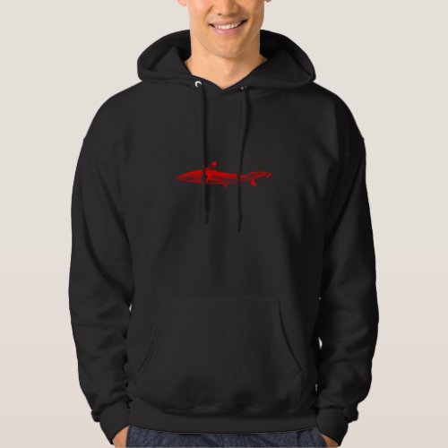 Vintage Reef Shark Illustration Red Black Sharks Hoodie