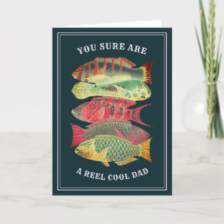 Vintage Reel Cool Dad Fish Father's Day | Dark Holiday Card