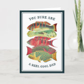 Vintage Reel Cool Dad Fish Father's Day, White Holiday Card