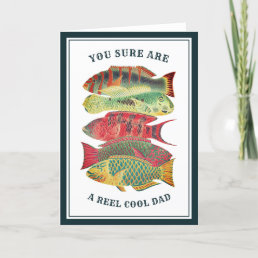Vintage Reel Cool Dad Fish Father&#39;s Day | White Holiday Card