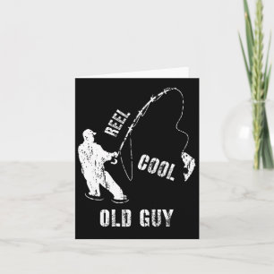 Vintage Reel Cool Old Guy Fishing Fisherman Gift  Card