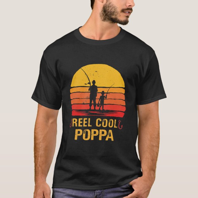 Vintage Reel Cool Poppa Shirt Fishing Fathers Day (Front)