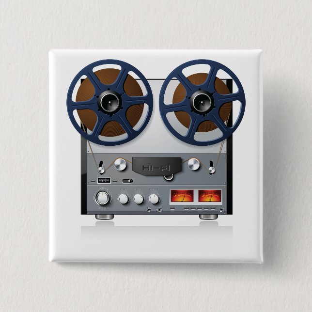 Vintage Reel-to-Reel Tape Deck Audiophile Button (Front)