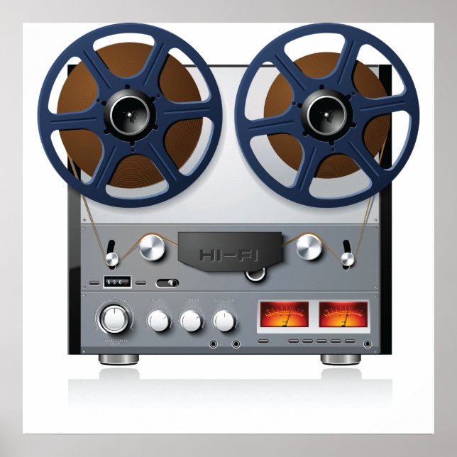 Vintage Reel-to-Reel Tape Deck Audiophile Poster (Front)