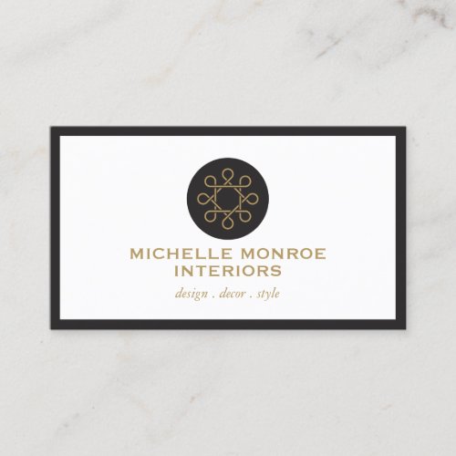 Vintage Refined Woven Circle Interior Design Business Card