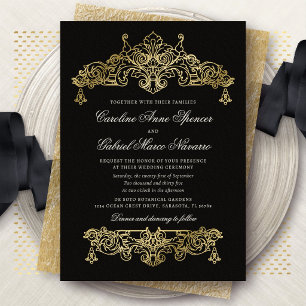 Vintage Regal Baroque Ornate Wedding Foil Invitation