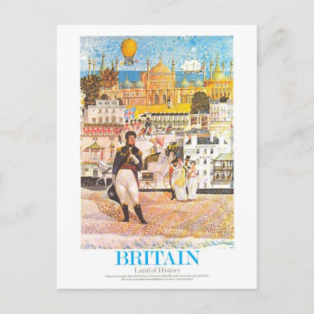 Vintage Regency Brighton Travel Poster Postcard (Front)