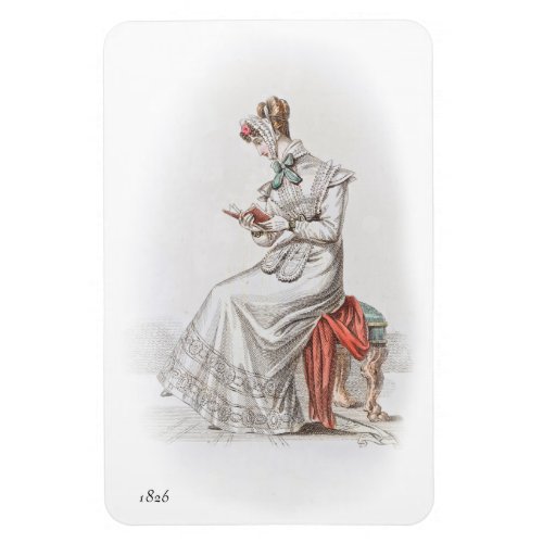 Vintage Regency Illustration of Lady Reading Book Magnet