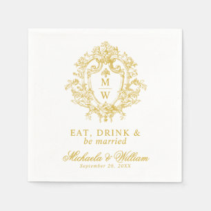 Vintage Regency Monogram Crest Wedding Custom Text Napkins