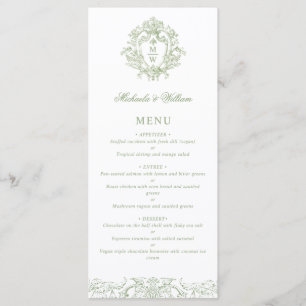 Vintage Regency Monogram Crest Wedding Elegant Menu