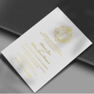 Vintage Regency Monogram Crest Wedding Real Foil Invitation