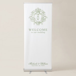 Vintage Regency Monogram Crest Wedding Welcome Retractable Banner