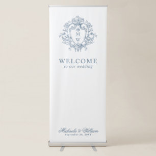 Vintage Regency Monogram Crest Wedding Welcome Retractable Banner