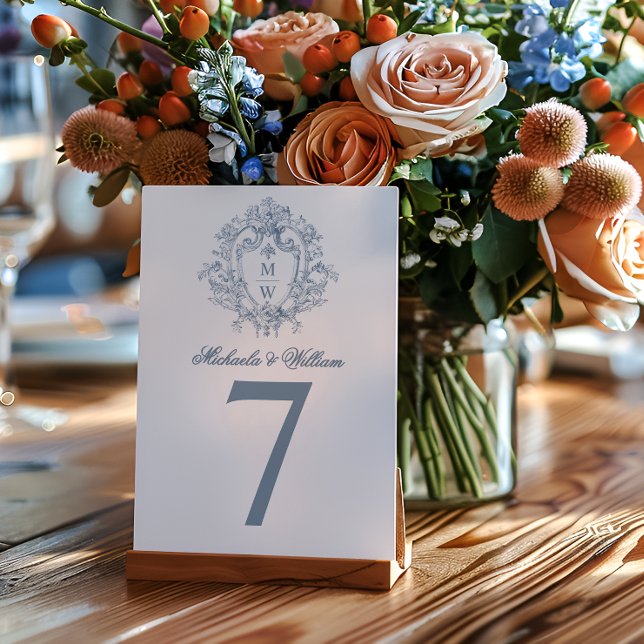 Vintage Regency Monogram Elegant Wedding Table Number (Creator Uploaded)