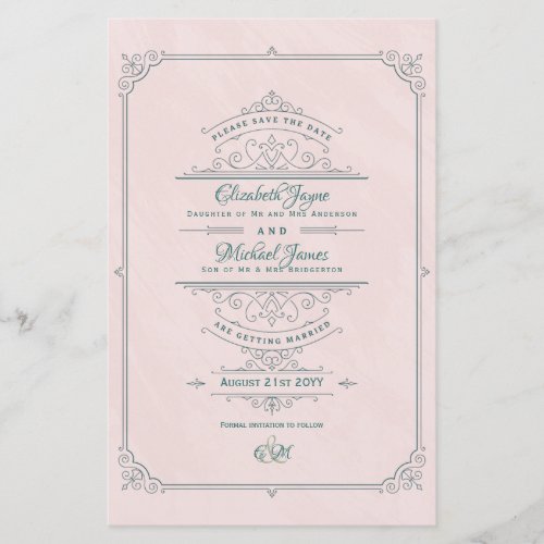 Vintage Regency Ornate Wedding Save The Dates