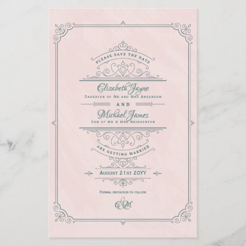 Vintage Regency Ornate Wedding Save The Dates Flyer