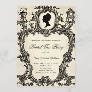 Vintage Regency Rococo Bridal Shower Tea Party Invitation